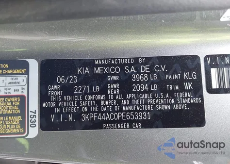 2023 Kia Forte Gt из США, поврежденный, VIN 3KPF44AC0PE653931